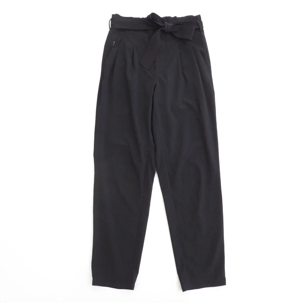 Athleta Women Skyline Pant II Black High Rise Paperbag Waist Tapered Leg 4 - Picture 1 of 11